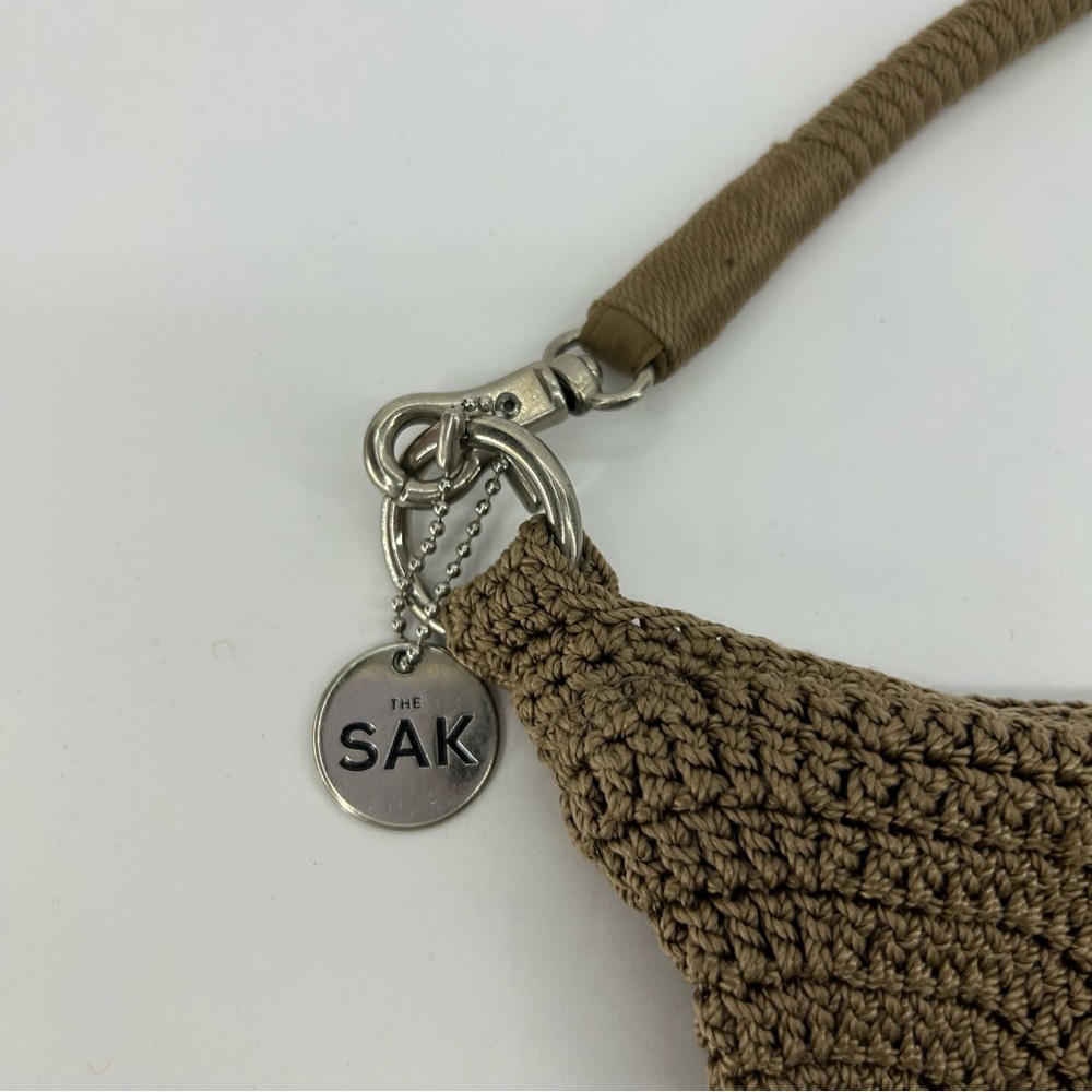 The Sak Women's Brown Crochet Shoulder Bag with Zip Closure EUC Satchel - Picture 10 of 10